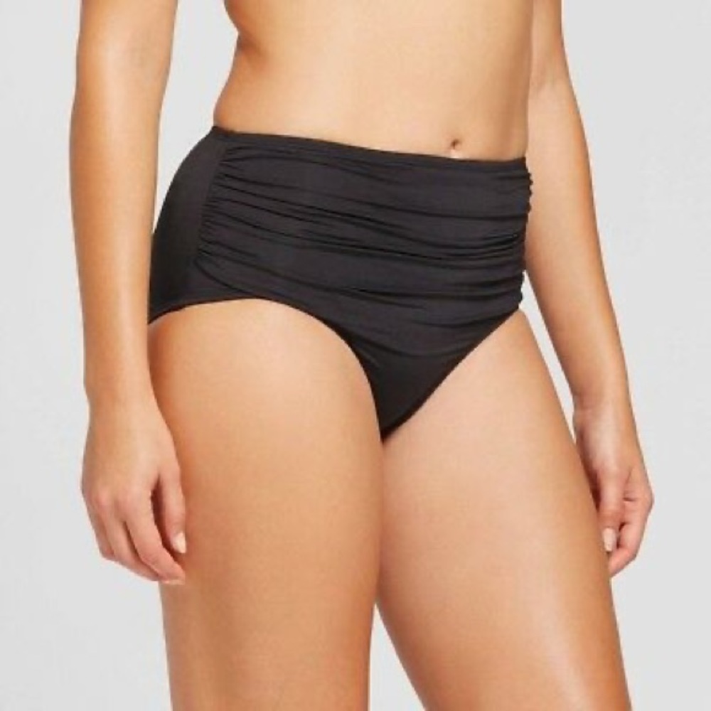 Ruched high waist swim bottom